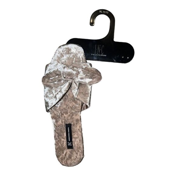 INC Crushed Velvet Champagne Knot Open Toe Slipper LEFT SHOE ONLY Amputee XL - Picture 1 of 2